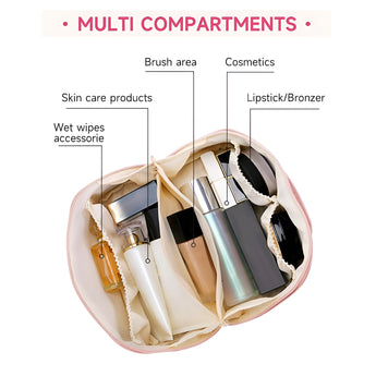 NFI essentials Cosmetic Travel Organizer Bag, Women's Makeup Pouch Toiletry Bag Portable Leather Wide Opening Cosmetics Bag with Handle and Divider - AYAHA ENTERPRISES PRIVATE LIMITED