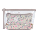 NFI essentials Set of 2 Flower Print Cosmetic Pouch Makeup Pouch Travel Organizer Toiletry Bag for Women Zippered Pouch Set with Handle, Large & Medium - AYAHA ENTERPRISES PRIVATE LIMITED