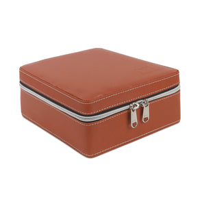 NFI essentials Watch Box for Men & Women Watch Organizer Case In 4 Slots of watches Watch Holder with Professional Leather Watch case Watch Collection Box Unisex (Tan)