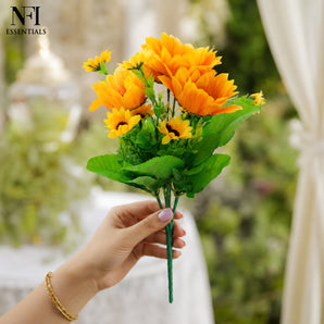 NFI essentials Artificial Flower Bunch for Home Decor 31cm, Loose Sun Flowers for Vase Pot, Home Decor, Living Room, Bedroom, Office, Bouquets, Wedding, Festive Decoration