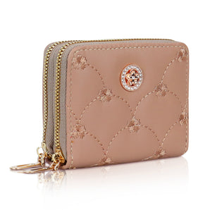 NFI essentials Small Wallet for Women, PU Leather Mini Clutch Wallet for Girls, Dual Zipper wallet, Credit Card Holder Coin Purse for Girls