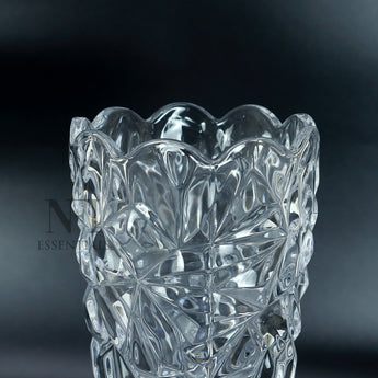 NFI essentials 10 Inches Crystal Clear Glass Vases for Flowers with Embossed Floral Design for Fresh or Artificial Flowers Decorative Centerpiece - AYAHA ENTERPRISES PRIVATE LIMITED