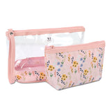 NFI essentials Set of 2 Flower Print Cosmetic Pouch Makeup Pouch Travel Organizer Toiletry Bag for Women Zippered Pouch Set with Handle, Large & Medium - AYAHA ENTERPRISES PRIVATE LIMITED