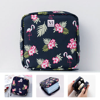 NFI essentials Pack of 2 Nylon Print Women Portable Sanitary Napkin Pouch With Zipper Feminine Pad - AYAHA ENTERPRISES PRIVATE LIMITED