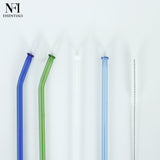 NFI essentials Set of 4 Glass Straws With Cleaning Brush Clear Reusable BPA-Free Drinking Straws for Smoothies, Juices, and Cold Beverages Ideal for Home, Office (Multicolor Pack of 4) - AYAHA ENTERPRISES PRIVATE LIMITED