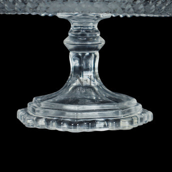 NFI essentials Crystal Clear Dessert Pedestal Stand Vintage Style Cake Plate Diamond Pattern Serving Platter Cakes, Pastries & Desserts Display for Parties, Weddings, and Gift - AYAHA ENTERPRISES PRIVATE LIMITED