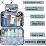 NFI essentials Hanging Travel Toiletry Bag with Sturdy Hook, Large Portable Makeup Cosmetic Pouch for Women & Mens, Foldable Stylish Make Up Vanity Kit Organiser for Girls - AYAHA ENTERPRISES PRIVATE LIMITED