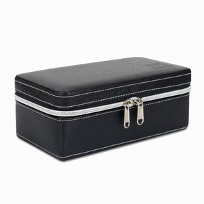 NFI essentials Watch Box for Men & Women Watch Organizer Case In 3 Slots of watches Watch Holder with Professional Leather Watch case Watch Collection Box Unisex (Black)