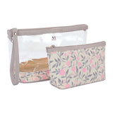 NFI essentials Set of 2 Flower Print Cosmetic Pouch Makeup Pouch Travel Organizer Toiletry Bag for Women Zippered Pouch Set with Handle, Large & Medium - AYAHA ENTERPRISES PRIVATE LIMITED
