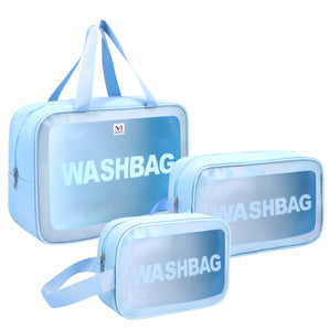 NFI essentials Set of 3 Transparent Wash Bag, Makeup Pouch for Women