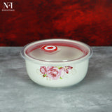 NFI essentials 3 Pcs Ribbed Ceramic Bowl Set with Airtight Lids Ideal for Food Storage, Serving, and Meal Prep Microwave Safe, Freezer Safe, Dishwasher Safe (Large- 800ml,Meduim- 500ml & Small- 280ml) - AYAHA ENTERPRISES PRIVATE LIMITED