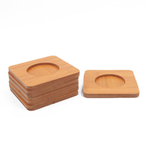 NFI essentials Wooden Coasters for Drinks, Set of 6 Square Shape Ecofriendly Table Coaster, Coaster Set for Tea Cups, Coffee Mugs & Glasses, Heat Resistant