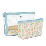 NFI essentials Set of 2 Flower Print Cosmetic Pouch Makeup Pouch Travel Organizer Toiletry Bag for Women Zippered Pouch Set with Handle, Large & Medium - AYAHA ENTERPRISES PRIVATE LIMITED