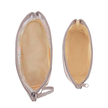 NFI essentials Set of 2 Flower Print Cosmetic Pouch Makeup Pouch Travel Organizer Toiletry Bag for Women Zippered Pouch Set with Handle, Large & Medium - AYAHA ENTERPRISES PRIVATE LIMITED