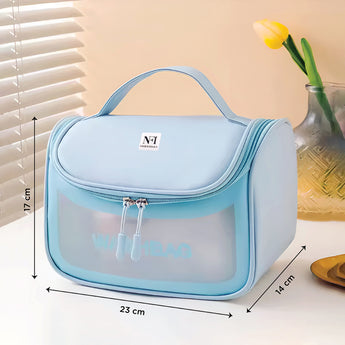 NFI essentials Transparent Cosmetic Bag With Hook, Wash Bag Travel Makeup Bag - AYAHA ENTERPRISES PRIVATE LIMITED
