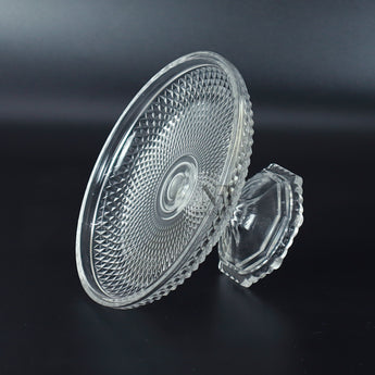 NFI essentials Crystal Clear Dessert Pedestal Stand Vintage Style Cake Plate Diamond Pattern Serving Platter Cakes, Pastries & Desserts Display for Parties, Weddings, and Gift - AYAHA ENTERPRISES PRIVATE LIMITED