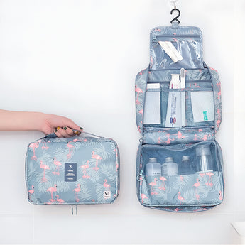 NFI essentials Hanging Travel Toiletry Bag with Sturdy Hook, Large Portable Makeup Cosmetic Pouch for Women & Mens, Foldable Stylish Make Up Vanity Kit Organiser for Girls - AYAHA ENTERPRISES PRIVATE LIMITED