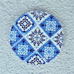 NFI essentials Ceramic Round Shape Table Trivet Coaster with Cork Base Perfect for Hot Dishes, Bowl, Teapots Premium Hot Coaster Heat-Resistant & Stylish (16 Cm)