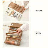 NFI essentials Cosmetic Pouch, Roll-Up Makeup Organizer Bag, Hanging Travel Toiletry Pouch, Foldable Cosmetic Bag with 4 Detachable Zippered Mesh Pouch - AYAHA ENTERPRISES PRIVATE LIMITED