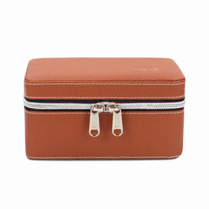 NFI essentials Watch Box for Men & Women Watch Organizer Case In 2 Slots of watches Watch Holder with Professional Leather Watch case Watch Collection Box Unisex (I111-2 Slot-Tan)