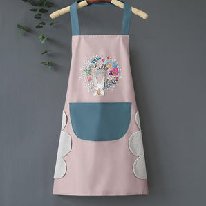 NFI Essentials Women Kitchen Apron with Hand Wipe Pockets,Hand-wiping,Water-drop Resistant with 2 Pockets,Chef Aprons for Kitchen, Cooking, BBQ, Cleaning