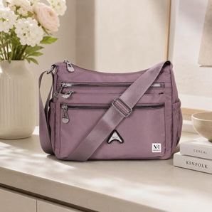 NFI essentials Crossbody Bag for Women, Multi-Layer Stylish Sling Bag for Girls, Nylon Shoulder Bag Purse for Ladies, Multi Pocket Travel Massenger Bag for Woman Latest