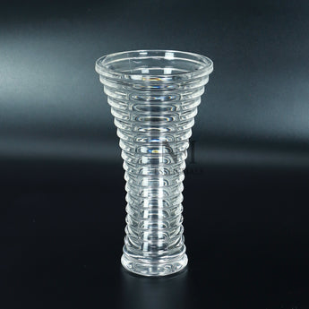 NFI essentials 9.6 Inches Crystal Clear Glass Vases for Flowers with Embossed Floral Design for Fresh or Artificial Flowers Decorative Centerpiece - AYAHA ENTERPRISES PRIVATE LIMITED