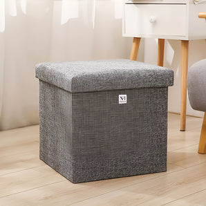 NFI essentials Folding Organizer Storage Box Fabric Ottoman Cube Bench, Foot Rest Stool, Coffee Table, Chest Stool, Home Storage Organizer with Cushion Seat (30x30x30 cm)