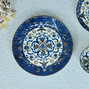 NFI essentials Ceramic Plates for Kitchen, Serving Plates, Quarter Plates, Side Plates for Lunch or a Formal Dinner Mandala Design Microwave & Diswasher Safe (27 * 27 cm)