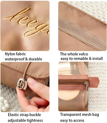 NFI essentials Cosmetic Pouch, Roll-Up Makeup Organizer Bag, Hanging Travel Toiletry Pouch, Foldable Cosmetic Bag with 4 Detachable Zippered Mesh Pouch - AYAHA ENTERPRISES PRIVATE LIMITED