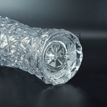 NFI essentials 10 Inches Crystal Clear Glass Vases for Flowers with Embossed Floral Design for Fresh or Artificial Flowers Decorative Centerpiece - AYAHA ENTERPRISES PRIVATE LIMITED