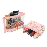 NFI essentials Set of 2 Flower Print Cosmetic Pouch Makeup Pouch Travel Organizer Toiletry Bag for Women Zippered Pouch Set with Handle, Large & Medium - AYAHA ENTERPRISES PRIVATE LIMITED