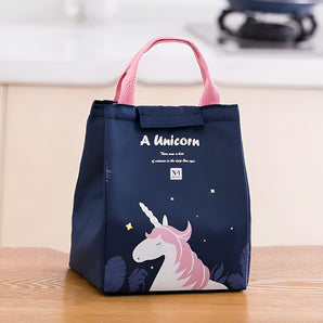 NFI essentials Cartoon Print Insulated Lunch Bag for Kids Large Tiffin Carry Bag Travel Lunch Box Organizer for School, Picnic Leak-proof Lunch Cooler Bag