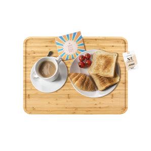 NFI essentials Natural Bamboo Wood Serving Tray, Trays for Kitchen Storage