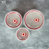 NFI essentials 3 Pcs Ribbed Ceramic Bowl Set with Airtight Lids Ideal for Food Storage, Serving, and Meal Prep Microwave Safe, Freezer Safe, Dishwasher Safe (Large- 800ml,Meduim- 500ml & Small- 280ml) - AYAHA ENTERPRISES PRIVATE LIMITED
