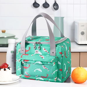 NFI essentials Insulated Lunch Bag for Men Women with Front Pocket Portable Thermal Large Tiffin Carry Bag Travel Lunch Box Organizer for Office, School, College