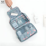 NFI essentials Hanging Travel Toiletry Bag with Sturdy Hook, Large Portable Makeup Cosmetic Pouch for Women & Mens, Foldable Stylish Make Up Vanity Kit Organiser for Girls - AYAHA ENTERPRISES PRIVATE LIMITED