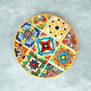 NFI essentials Ceramic Round Shape Table Trivet Coaster with Cork Base Perfect for Hot Dishes, Bowl, Teapots Premium Hot Coaster Heat-Resistant & Stylish (16 Cm)