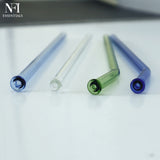 NFI essentials Set of 4 Glass Straws With Cleaning Brush Clear Reusable BPA-Free Drinking Straws for Smoothies, Juices, and Cold Beverages Ideal for Home, Office (Multicolor Pack of 4) - AYAHA ENTERPRISES PRIVATE LIMITED