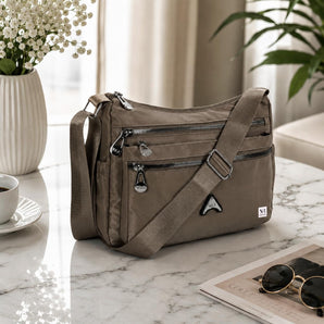 NFI essentials Crossbody Bag for Women, Multi-Layer Stylish Sling Bag for Girls, Nylon Shoulder Bag Purse for Ladies, Multi Pocket Travel Massenger Bag for Woman Latest