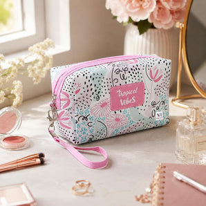 NFI Essentials Printed Makeup Pouch, Cosmetic Organizer Bag for Girls