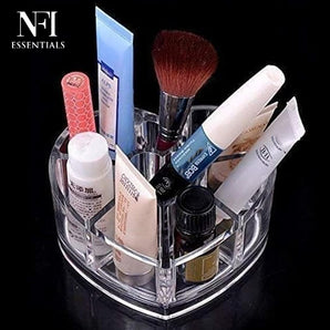 NFI essentials Clear Acrylic Heart Shaped 6 Compartment Makeup Organizer