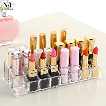NFI essentials Clear Acrylic 24 Slot Lipstick & Cosmetic Organizer - AYAHA ENTERPRISES PRIVATE LIMITED