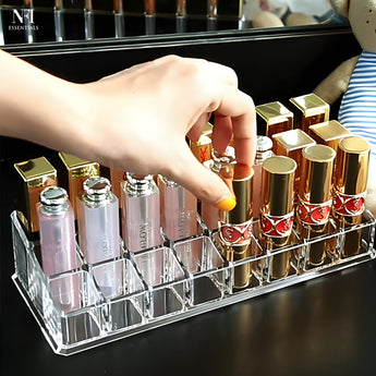 NFI essentials Clear Acrylic 24 Slot Lipstick & Cosmetic Organizer - AYAHA ENTERPRISES PRIVATE LIMITED