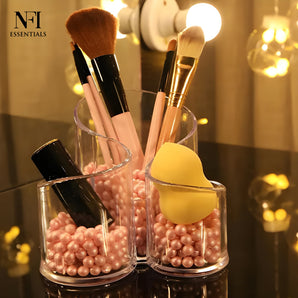 NFI essentials S-Shaped Clear Acrylic Pen & Makeup Brush Holder