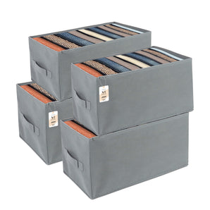 NFI essentials 7 Grids Pack of 4 Wardrobe Clothes Organizer, Foldable Closet Drawer Organizer, Storage Box for Jeans, Shirts, Socks, Scarves, T-shirts, Pants, Underwear