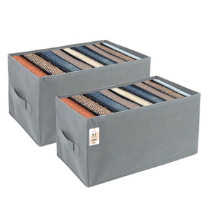 NFI essentials 7 Grids Pack of 2 Wardrobe Clothes Organizer, Foldable Closet Drawer Organizer, Storage Box for Jeans, Shirts, Socks, Scarves, T-shirts, Pants, Underwear