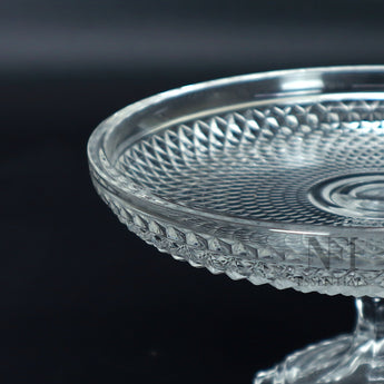 NFI essentials Crystal Clear Dessert Pedestal Stand Vintage Style Cake Plate Diamond Pattern Serving Platter Cakes, Pastries & Desserts Display for Parties, Weddings, and Gift - AYAHA ENTERPRISES PRIVATE LIMITED