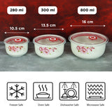 NFI essentials 3 Pcs Ribbed Ceramic Bowl Set with Airtight Lids Ideal for Food Storage, Serving, and Meal Prep Microwave Safe, Freezer Safe, Dishwasher Safe (Large- 800ml,Meduim- 500ml & Small- 280ml) - AYAHA ENTERPRISES PRIVATE LIMITED