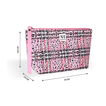 Printed Cosmetic Pouch | Makeup Pouch | Vanity Case | Travel Organiser | Size: 25x14.5x7.5cm - AYAHA ENTERPRISES PRIVATE LIMITED
